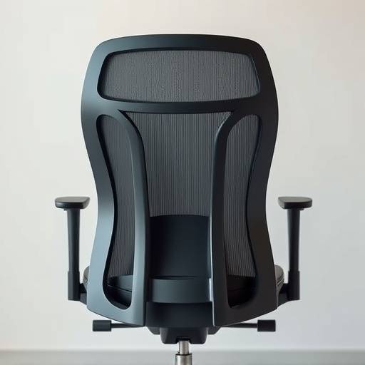 Cadeira de escrit칩rio ergon칪mica com suporte lombar ajust치vel.